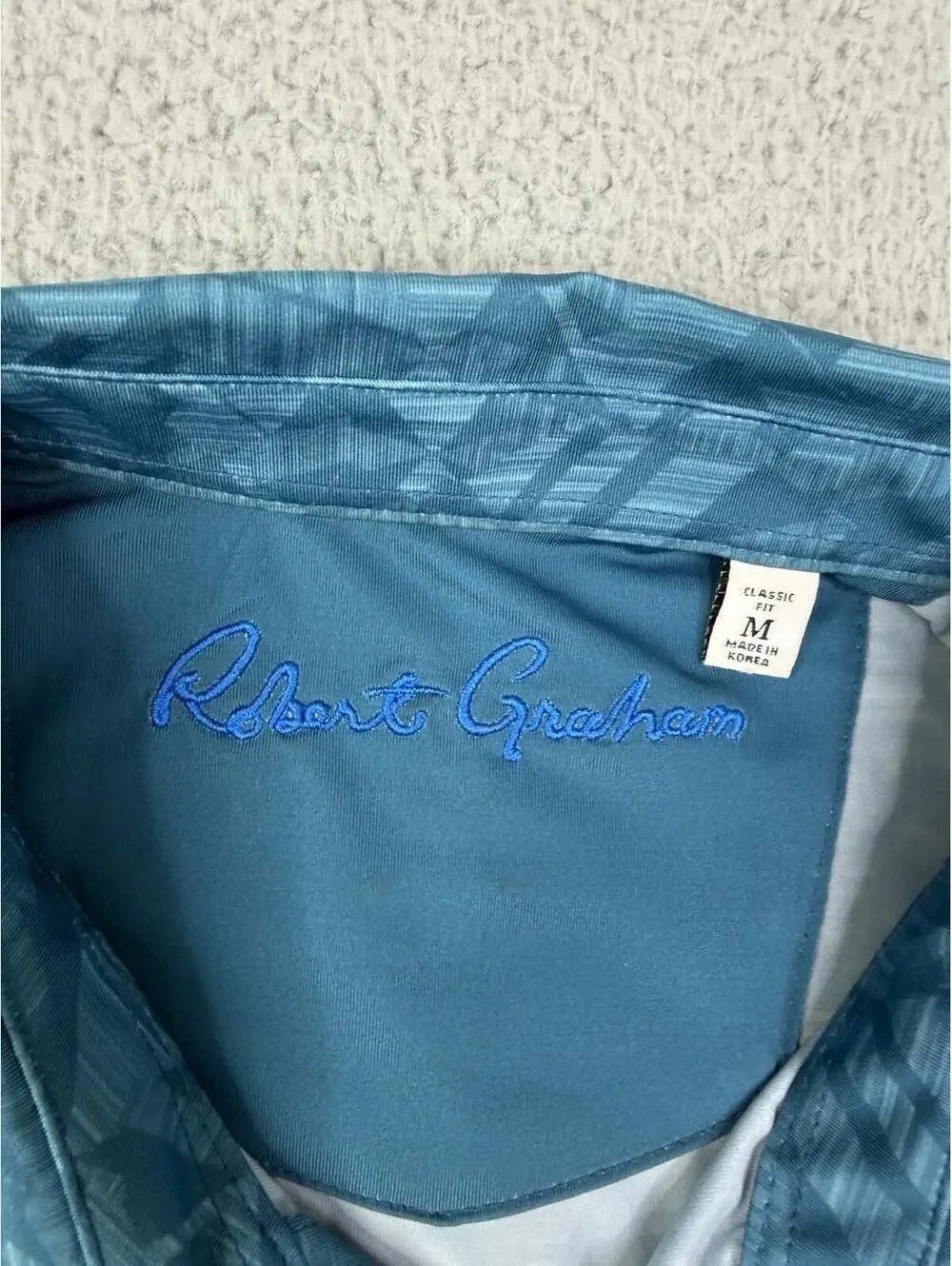 Robert Graham Performance Golf Polo Shirt Mens Medium Blue Hydros Geometric - Picture 8 of 12